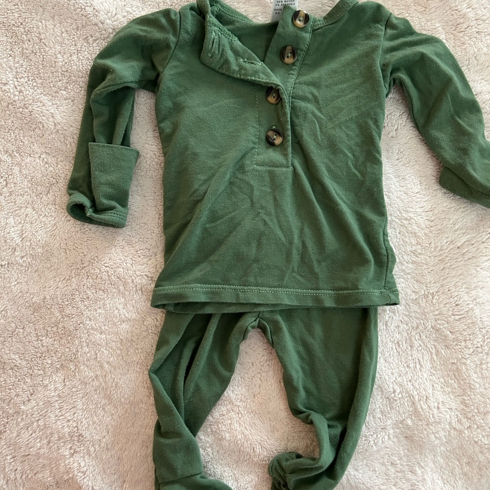 Green Button-Up Baby Outfit